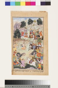 Lava y Kishu enfrentan a Lakshmana en batalla, 1598 de Makra